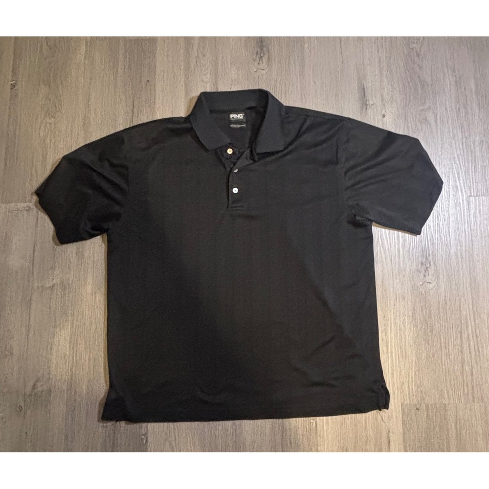 PING Polo Shirt Mens XL Black Dry Fiber Dynamics Performance Golf Top